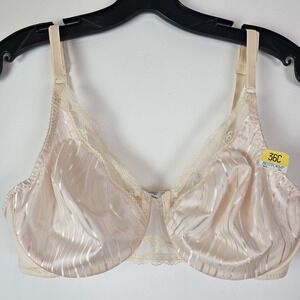 Bestform Vintage Second Skin Satin Unlined Striped Bra 36C Style 6421 Pink